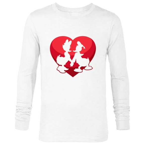 Disney Donald and Daisy Duck Valentine's Day Heart - Long Sleeve T-Shirt for Men - Customized-White