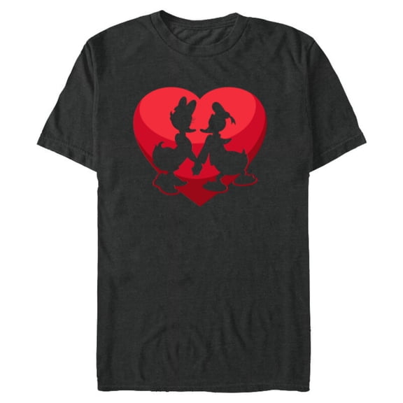 Disney Donald and Daisy Duck Valentine's Day Heart - Short Sleeve Blended T-Shirt for Adults - Customized-Dark Heather