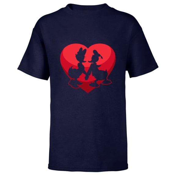 Disney Donald and Daisy Duck Valentine's Day Heart - Short Sleeve T-Shirt for Kids - Customized-Navy