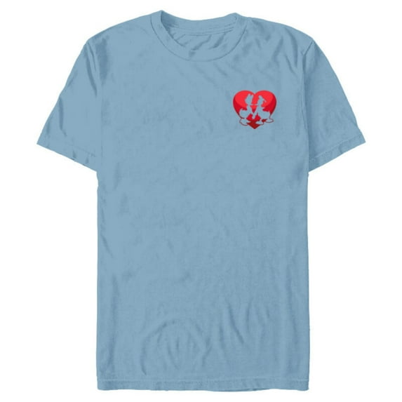 Disney Donald and Daisy Duck Valentine's Day Small Heart - Short Sleeve Blended T-Shirt for Adults - Customized-Ocean Blue