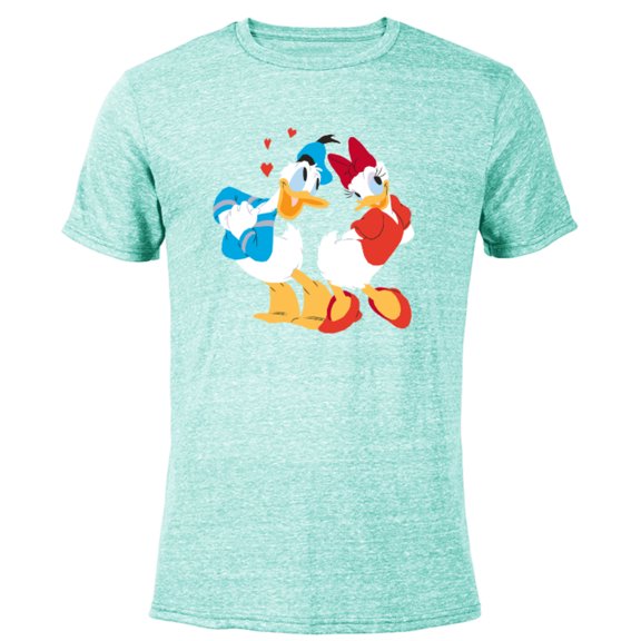 Disney Donald and Daisy Sweethearts Valentine’s Day - Short Sleeve Blended T-Shirt for Adults – Customized-Ocean Blue