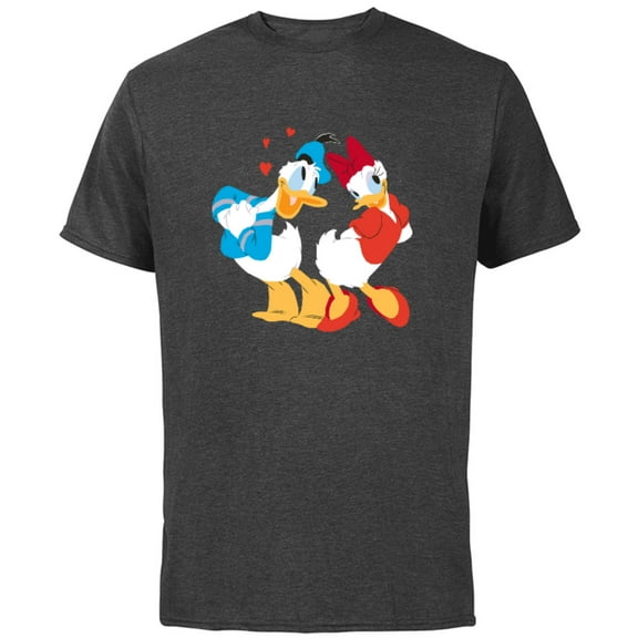 Disney Donald and Daisy Sweethearts Valentine’s Day - Short Sleeve Cotton T-Shirt for Adults - Customized-Charcoal