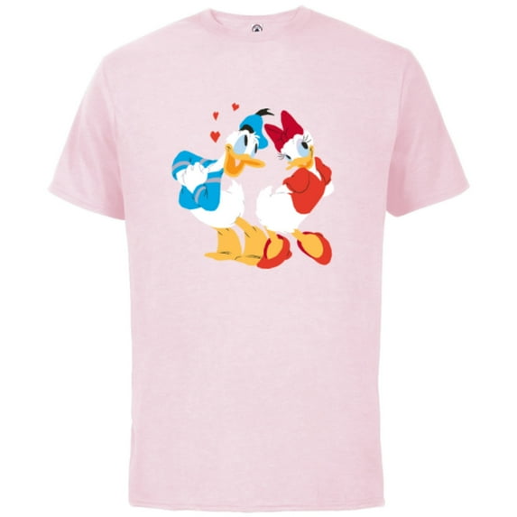 Disney Donald and Daisy Sweethearts Valentine’s Day - Short Sleeve Cotton T-Shirt for Adults - Customized-Soft Pink