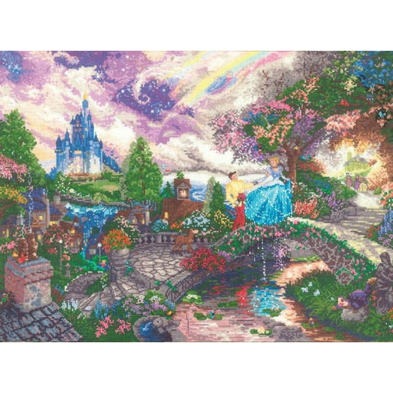 Disney Dreams Collection By Thomas Kinkade Cinderella Wishes-16"x12" 18 Count
