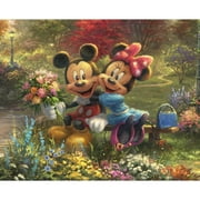 Disney 1 Yard 100% Cotton Mickey and Minnie in Central Park, Multi-color, 44 Wide for Quilting & Sewing