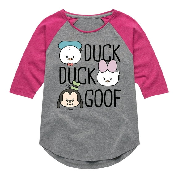Disney - Duck Duck Goof - Toddler & Youth Girls Raglan Graphic T-Shirt