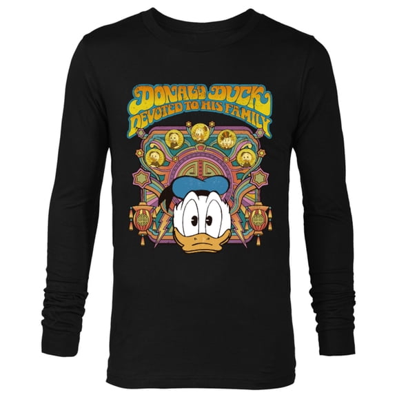 Disney DuckTales Donald Duck Devoted to His Family Retro - Long Sleeve T-Shirt for Men - Customized-Black