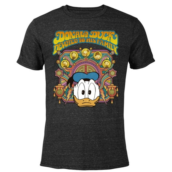 Disney DuckTales Donald Duck Devoted to His Family Retro - Short Sleeve Blended T-Shirt for Adults - Customized-Black