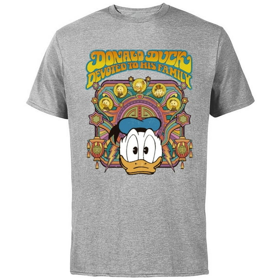 Disney DuckTales Donald Duck Devoted to His Family Retro - Short Sleeve Cotton T-Shirt for Adults - Customized-Athletic Heather