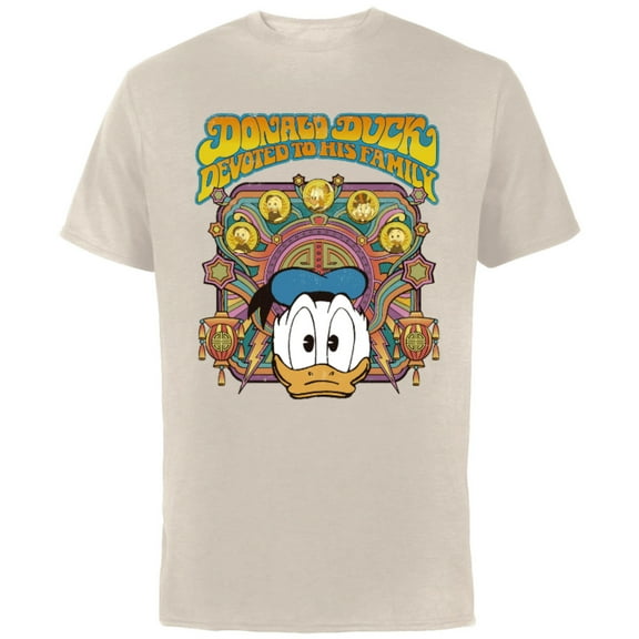 Disney DuckTales Donald Duck Devoted to His Family Retro - Short Sleeve Cotton T-Shirt for Adults - Customized-Natural