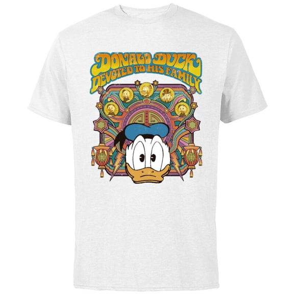Disney DuckTales Donald Duck Devoted to His Family Retro - Short Sleeve Cotton T-Shirt for Adults - Customized-White