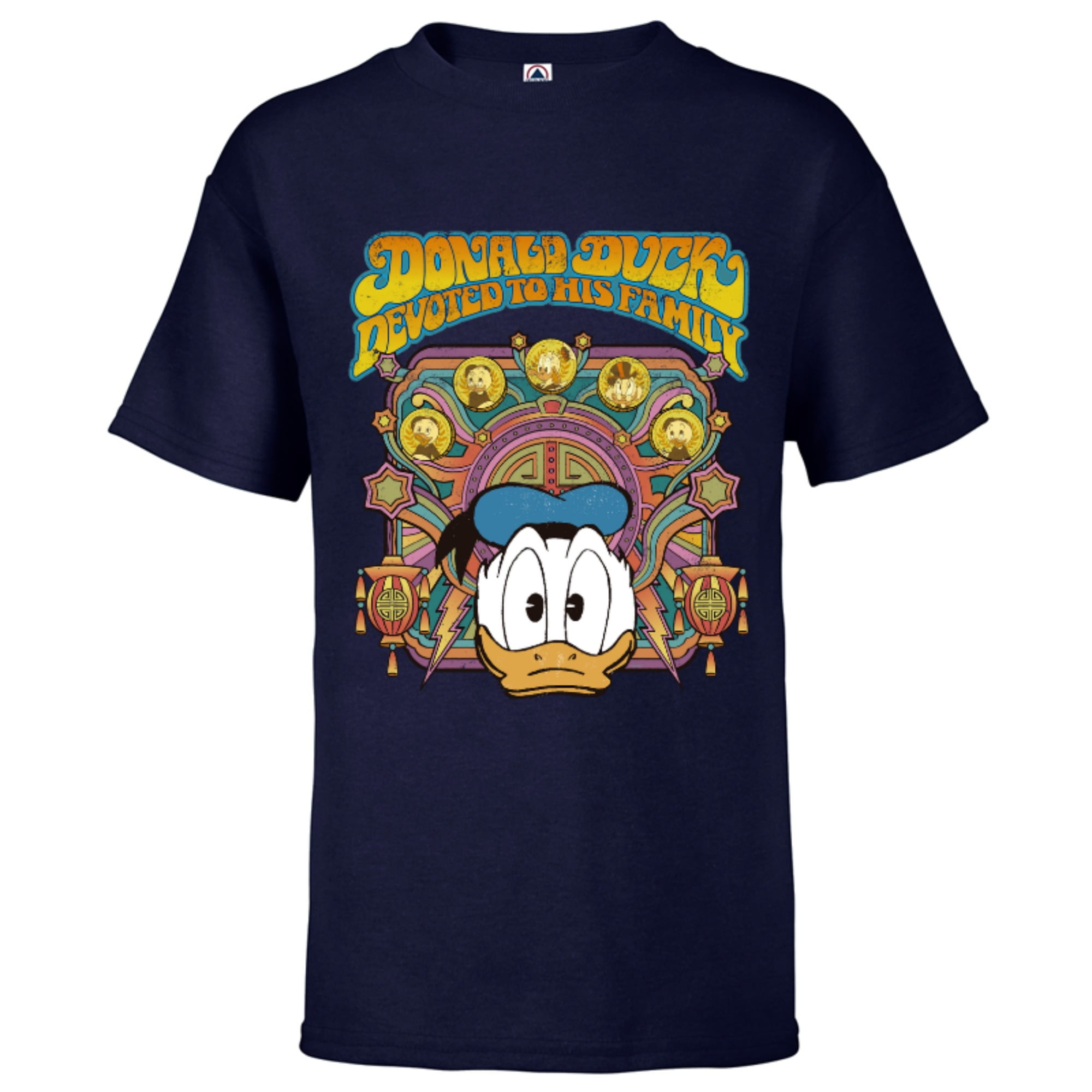 Disney DuckTales Donald Duck Devoted to His Family Retro Short Sleeve T Shirt for Kids Customized Black