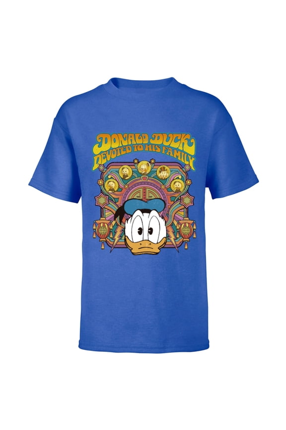 DuckTales Donald Duck Devoted to His Family Retro - Short Sleeve T-Shirt for Kids - Customized-Royal