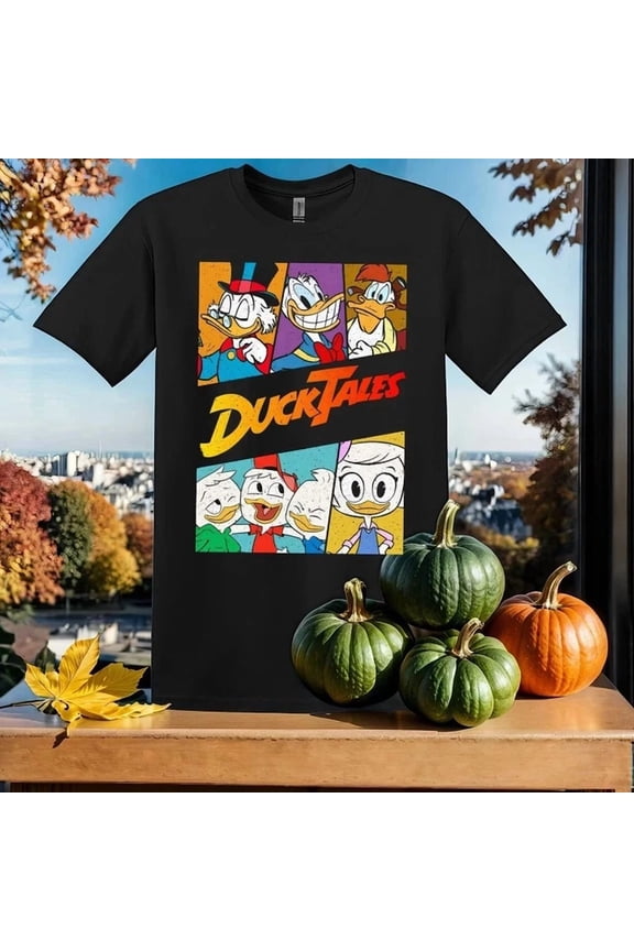 Disney Ducktales Retro 90s Group T-shirt T Shirt Unisex Tshirt ,Black Color,Size L