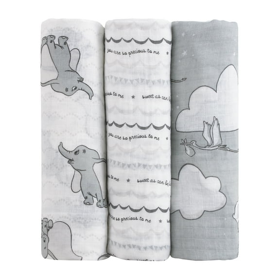 Disney Dumbo 3 Piece Muslin Swaddle Baby Blankets