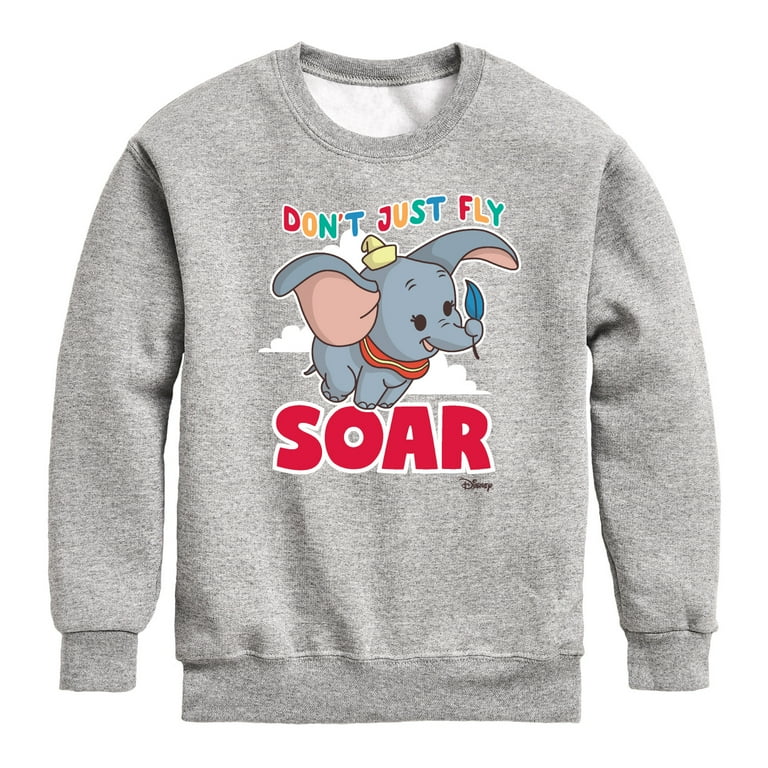 Disney Dumbo Animated Don t Just Fly Soar Toddler Youth Crewneck Fleece Sweatshirt