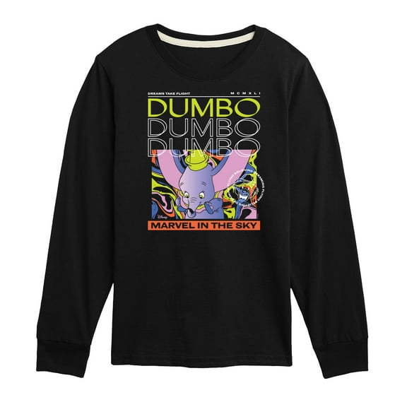 Disney Dumbo Animated - Marvel In The Sky - Toddler & Youth Long Sleeve Graphic T-Shirt