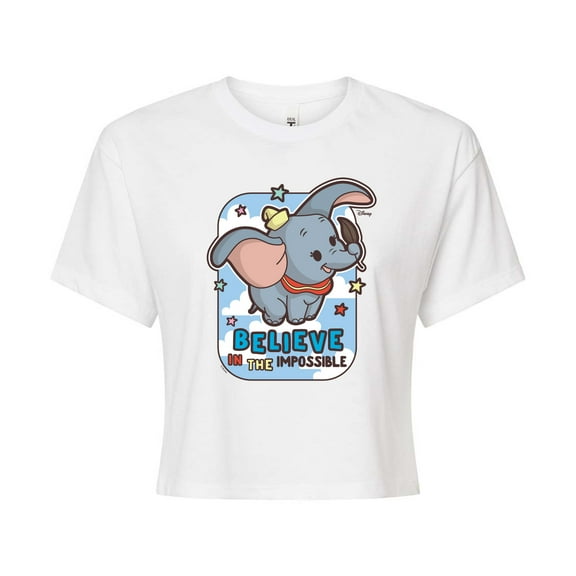 Disney - Dumbo - Believe In The Impossible - Juniors Cropped Cotton Blend T-Shirt