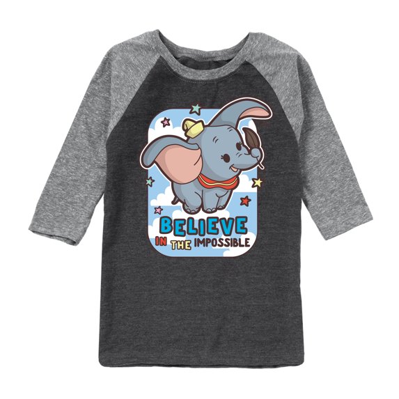 Disney - Dumbo - Believe In The Impossible - Toddler & Youth Raglan Graphic T-Shirt