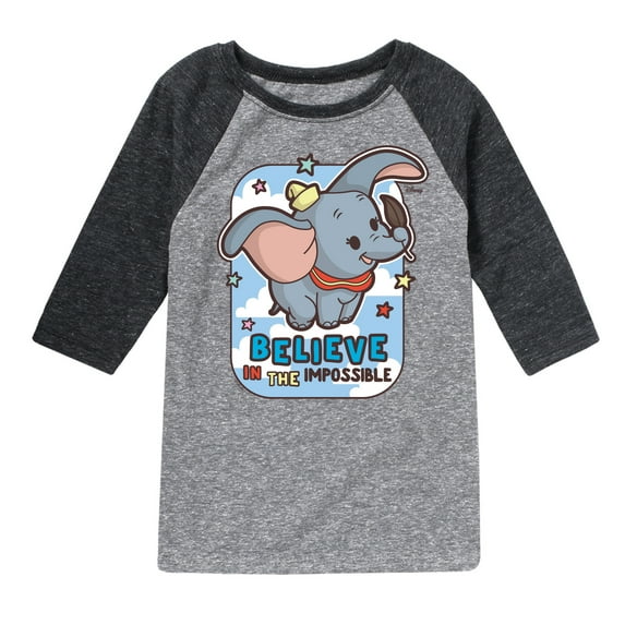 Disney - Dumbo - Believe In The Impossible - Toddler & Youth Raglan Graphic T-Shirt