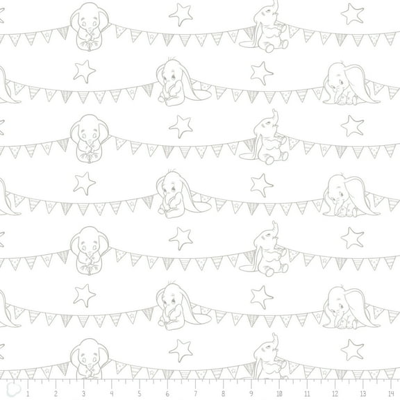 Disney Dumbo Bunting Banners Zinc 100% Cotton Fabric Sold by the Yard
