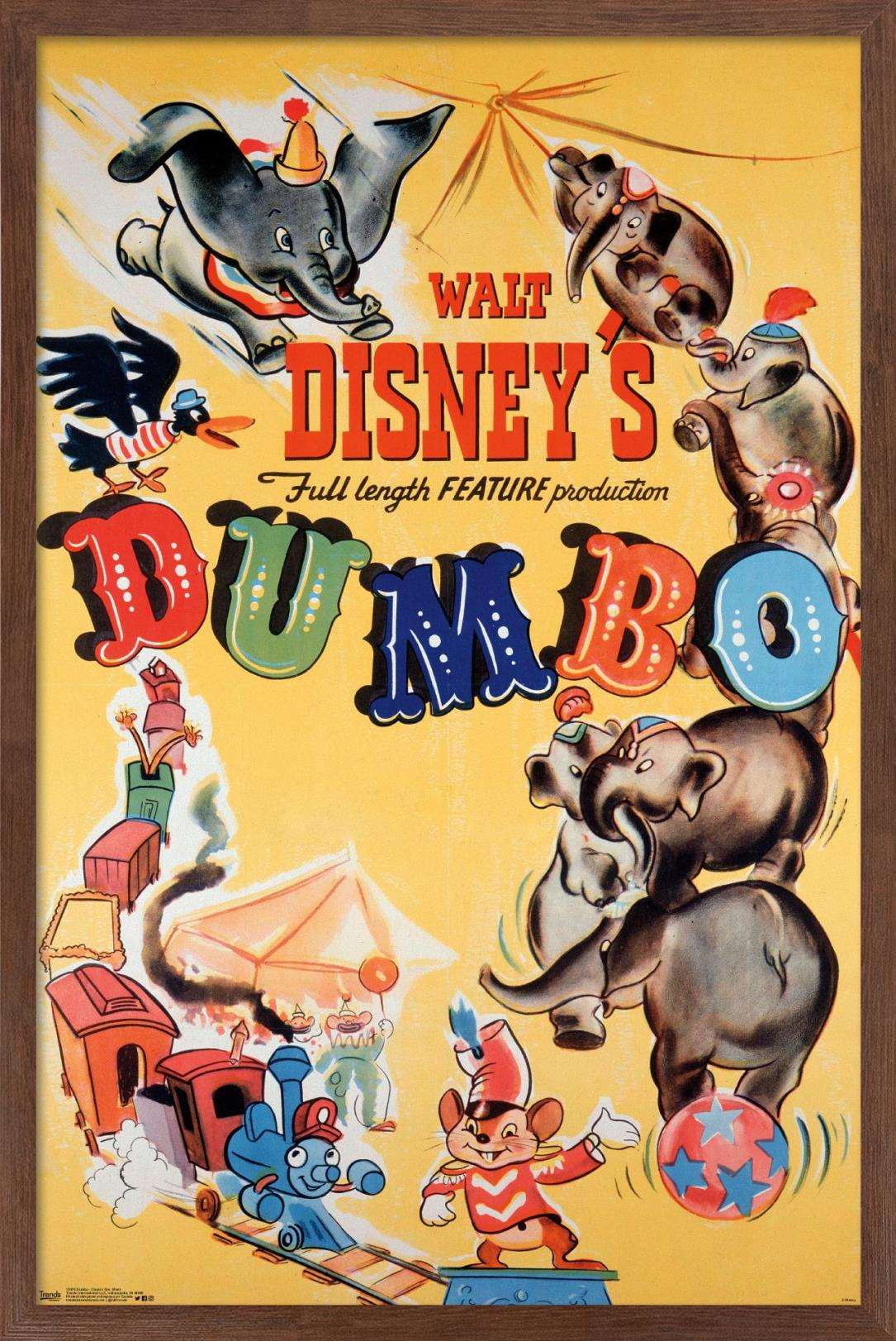 レア DUMBO'S CIRCUS FANTASY アートポスター 額縁付き Disney Dumbo - Classic One Sheet Wall Poster with Wooden Magnetic