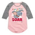 thumbnail image 1 of Disney - Dumbo - Don't Just Fly SOAR - Toddler & Youth Girls Raglan Graphic T-Shirt, 1 of 5
