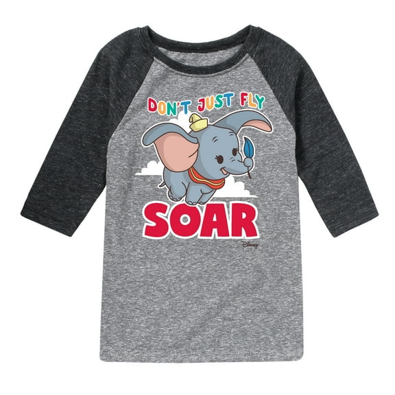 Disney - Dumbo - Don't Just Fly SOAR - Toddler & Youth Raglan Graphic T-Shirt