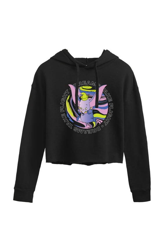 - Dumbo - Dreams Take Flight - Juniors Cropped Pullover Hoodie