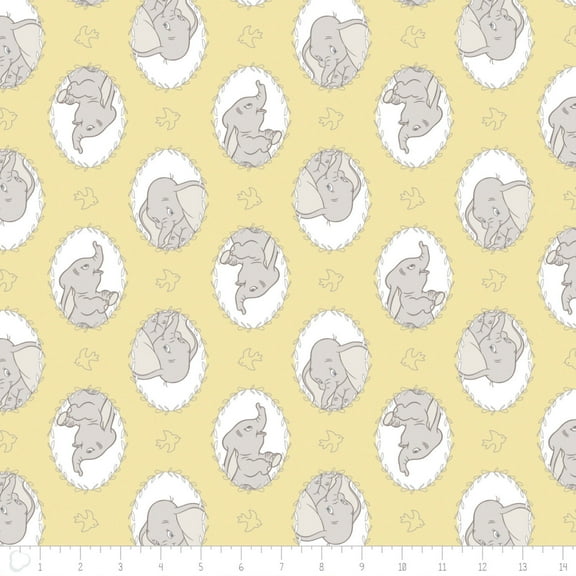 Disney Dumbo Frames in Lemonade 100% Cotton Fabric Sold by the Yard