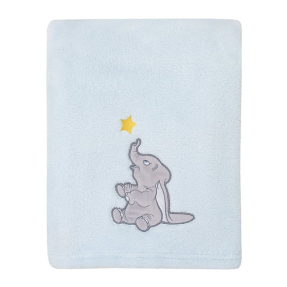 Disney Dumbo - Shine Bright Little Star Aqua, Grey and Yellow Super Soft Baby Blanket with Applique