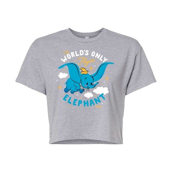 Disney - Dumbo - The World's Only Flying Elephant - Juniors Cropped Cotton Blend T-Shirt