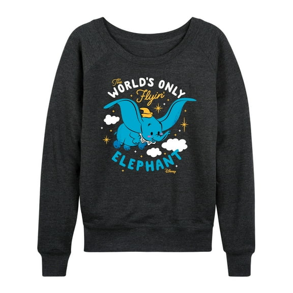Disney - Dumbo - The World's Only Flying Elephant - Women's Lightweight French Terry Long Sleeve Shirt