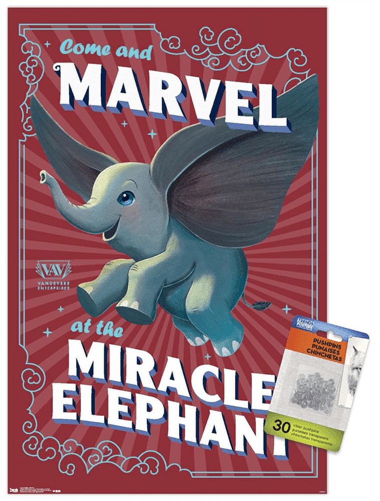 Disney Dumbo - Wonder Wall Poster with Push Pins, 14.725" x 22.375"