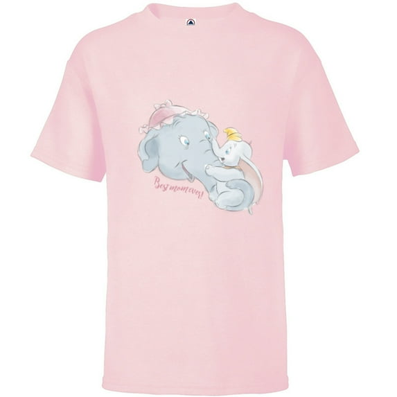 Disney Dumbo and Mother Best Mom Ever Birthday Mother’s Day - Short Sleeve T-Shirt for Kids - Customized-Soft Pink