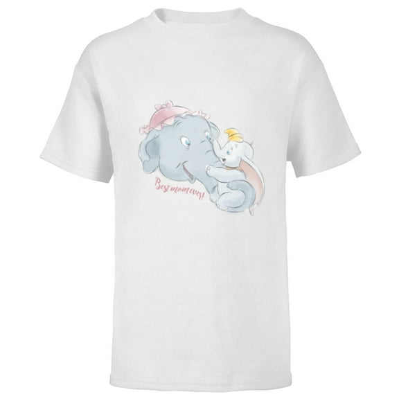 Disney Dumbo and Mother Best Mom Ever Birthday Mother’s Day - Short Sleeve T-Shirt for Kids - Customized-White