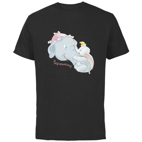 Disney Dumbo and Mother Best Mum Ever Birthday Mother’s Day - Short Sleeve Cotton T-Shirt for Adults - Customized-Black