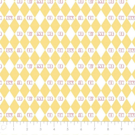 Disney Dumbo in the Circus Vintage Argyle in Yellow 100% Cotton Fabric Sold by the Yard