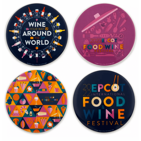 Disney EPCOT Food & Wine 2022 Wine Your Way Around the World Coaster Set New