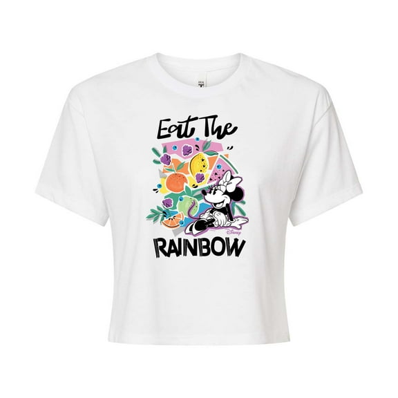 Disney - Eat The Rainbow - Juniors Cropped Cotton Blend T-Shirt
