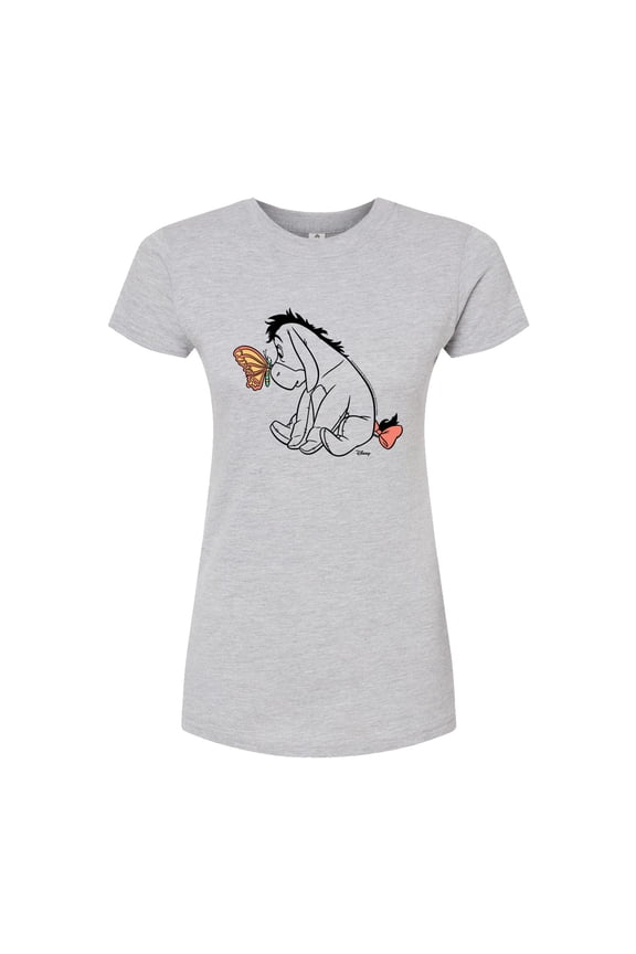 - Eeyore And Butterfly - Juniors Fitted Graphic T-Shirt
