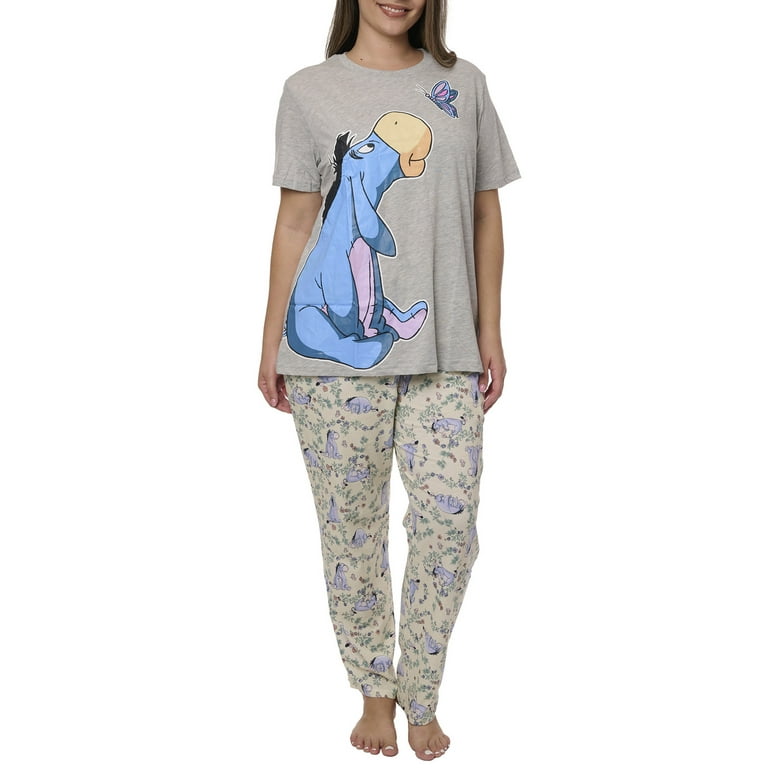 Disney Eeyore Butterfly T Shirt Watercolor Pajama Pants Women s Plus Size Set
