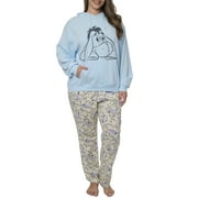 Disney Eeyore Fleece Hoodie Pullover w/ Floral Water Color Lounge Pants Set