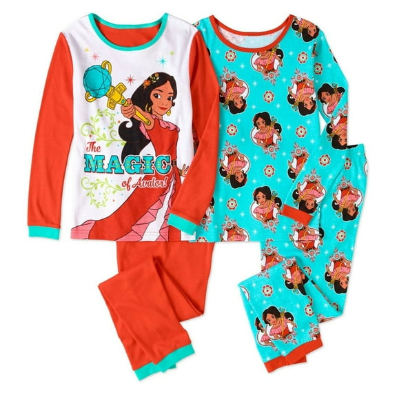 Disney Elena Of Avalor 4 PC Long Sleeve Tight Fit Cotton Pajama Set Girl Size 6