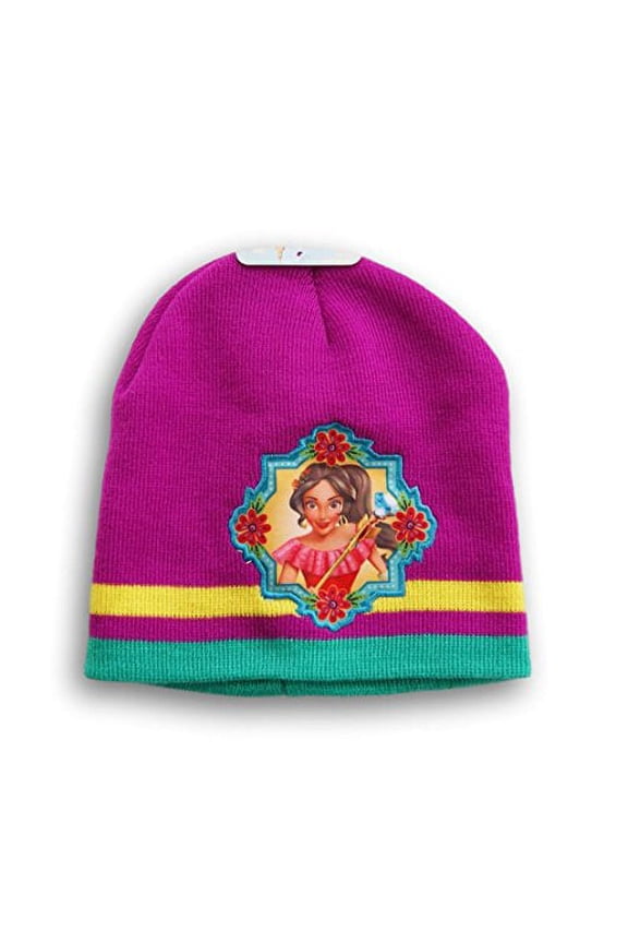 Disney Elena of Avalor Girls Purple & Yellow Stripe Knit Beanie Stocking Hat