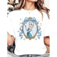 thumbnail image 1 of Disney Elsa Snowflake Crown Blue Ribbon Cute T-Shirt, 1 of 4