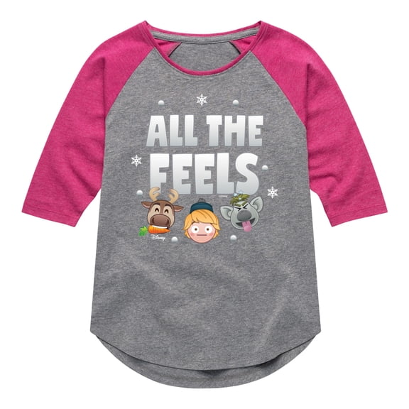 Disney Emoji - All The Feels - Toddler And Youth Girls Raglan Graphic T-Shirt