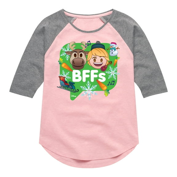 Disney Emoji - BFF Kristoff Sven - Toddler And Youth Girls Raglan Graphic T-Shirt