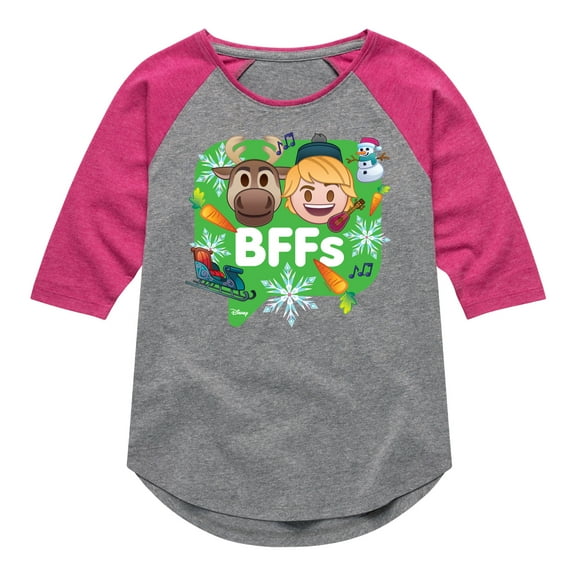 Disney Emoji - BFF Kristoff Sven - Toddler And Youth Girls Raglan Graphic T-Shirt