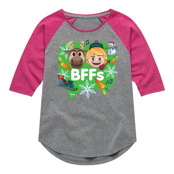 Disney Emoji - BFF Kristoff Sven - Toddler And Youth Girls Raglan Graphic T-Shirt
